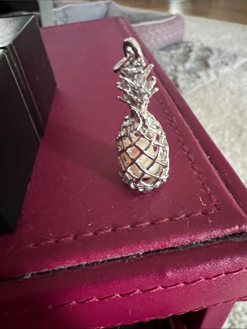 Silver Pineapple Pendant Necklace - Elegant Tropical Charm